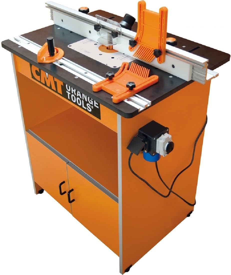CMT Orange Tools Frästisch CMT7E+IND – INDUSTRIOTM Tisch mit Elektrofräsmaschine, Neue Version, Grau, 5 V
