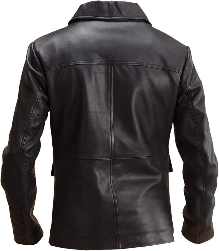 JUFAH Damon Real Leather Jacket For Men Flap Pockets Black Replica