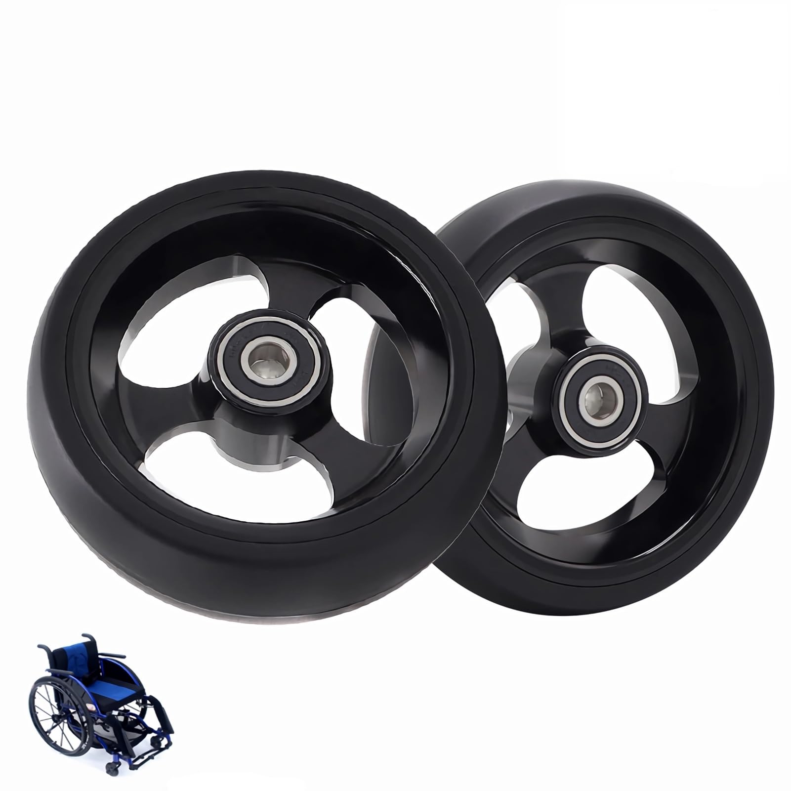 4/5-calowe przednie koło zapasowe do wózka sportowego, pełna opona poliuretanowa, niepneumatyczna, antypoślizgowa piasta ze stopu aluminium, łożysko 8 mm(5inch(120mm))