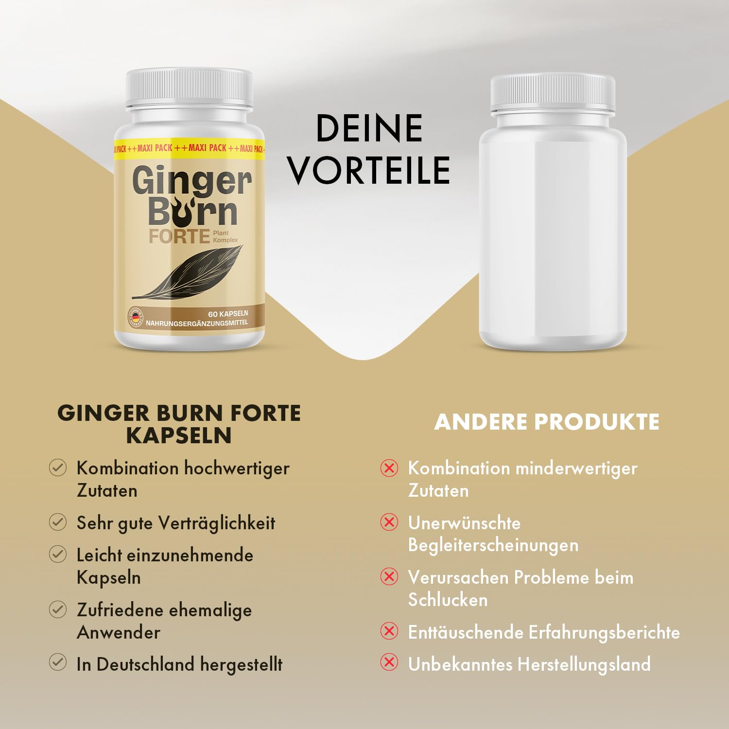 Ginger Burn Forte Kapseln | Ideal begleitend für dein Ziel | Für Männer und Frauen | 60 Kapseln