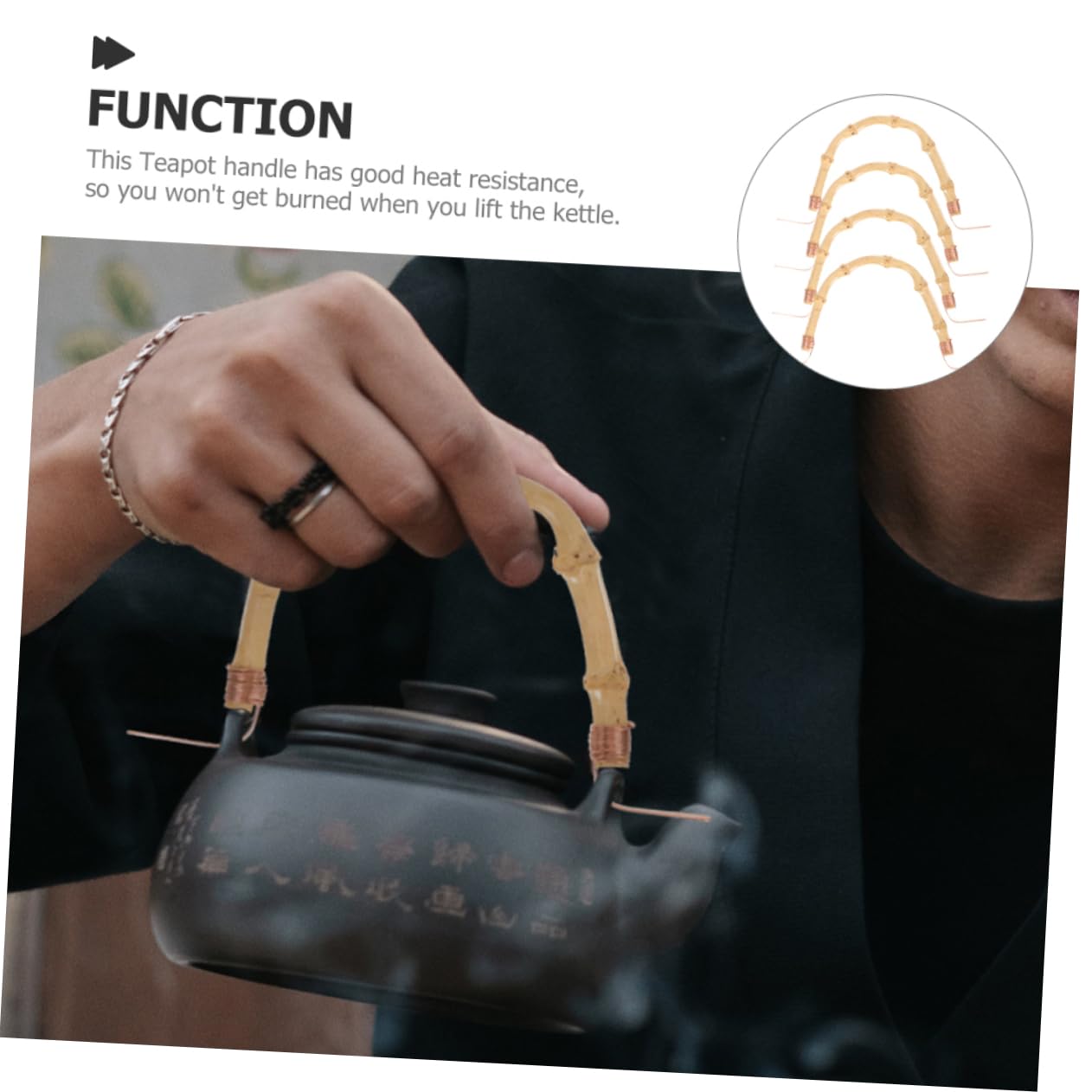 Asa Ergonómica para Tetera Doméstica 4 Piezas 20 Cm Cobre Resistente al Calor Mango Repuesto para Hervidor Uso en Cocina Hogar