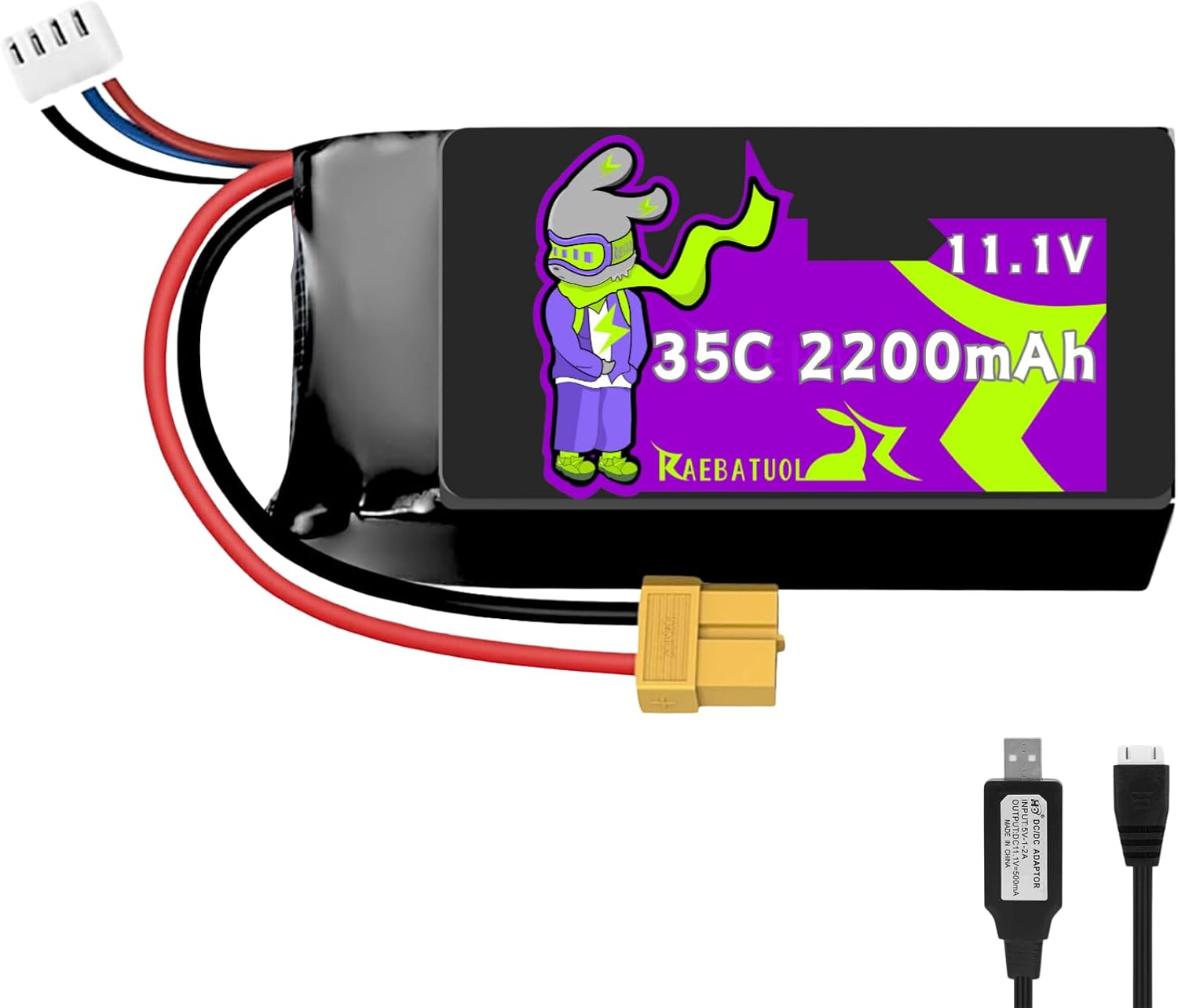 3S 11.1V 2200mAh 35C (Burst 70C) LiPo Battery XT60 Plug(Yellow),Fit for RC Airplane Quadcopter Helicopter FPV Drone,Rock Crawlers,4WD Trailfinder 2, Remote Control Speed Boat with Charger