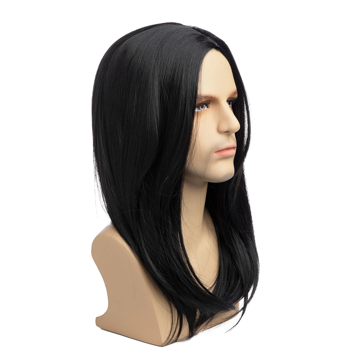 Sallcks Mens Long Wig Long Black Straight Wig for Men Middle Part Synthetic Heat Resistant Hair Wigs for Daily Party Costume Halloween (Black) - Image 4