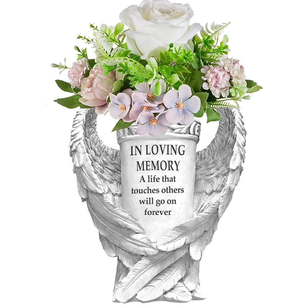 Cemetery Vases for Grave, Memorial Gravestone Decorations Fresh Artificial Flower Holder for Cemetery Headstones (Large)