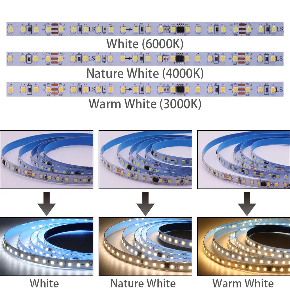 WS2811 2835 120Led/m Luce Fluviale Simulazione di Corsa di Cavalli, Striscia LED con Luci Pixel, Banda DC24V Flessibile, Bianco Freddo + Controller Wireless + Alimentazione Inclusa (Set da