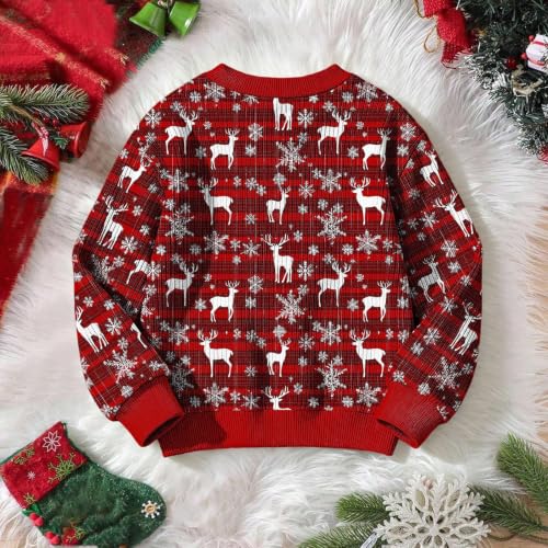 Girls Christmas Sweater Cute Ribbed Long Sleeve Crewneck Jumper Sweaters - image 4