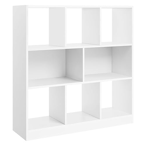 VASAGLE Bookcase, Bookshelf, Freestanding Storage Unit, 8 Open Compartments, Used Horizontally, Vertically, Upside Down, 11 x 35.4 x 39.4 Inches, for Living Room, Study, Office, White ULBC55WT - 8 Cubes (11"D x 35.4"W x 39.4"H) - 1 Pack - White