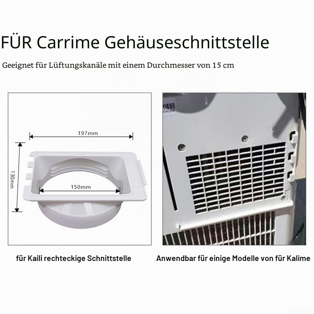 Tragbarer Klimaanlagen-Abluftschlauchadapter, 15 cm Rohrverbinder, Abluftschlauchk-Schnittstelle, quadratische Schnittstelle, Abluftschlauchverbinder