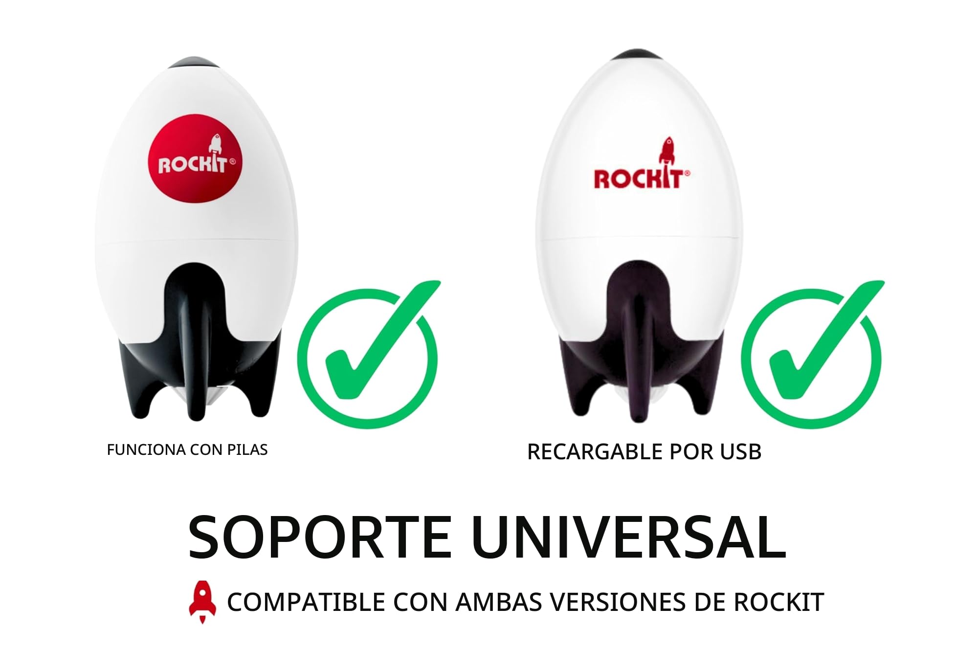 Rockit Rocker - Soporte universal extra (giratorio) soporte adicional para segundo cochecito o carrito de bebé - compatible con ambas versiones de Rockit Rocker (batería + USB)