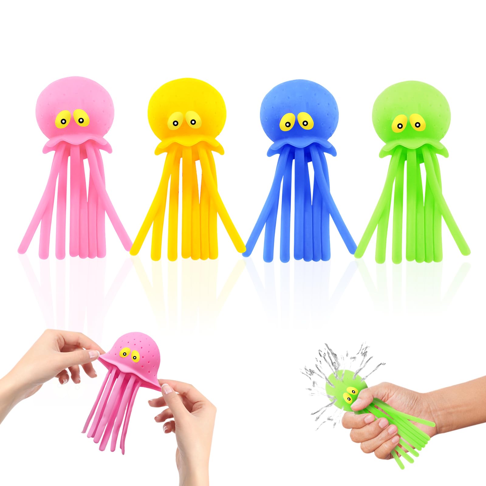 Juego de 4 globos de agua con forma de pulpo, juguetes para piscina, globos reutilizables para bombas de agua, para piscina, playa, bañeras