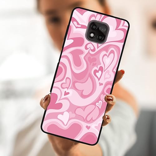 Miniatura 2 de zaztify Funda de teléfono para Motorola Moto G Power 2021, diseño de corazón de amor rosa irregular, pastel, estética, linda, a prueba de golpes,