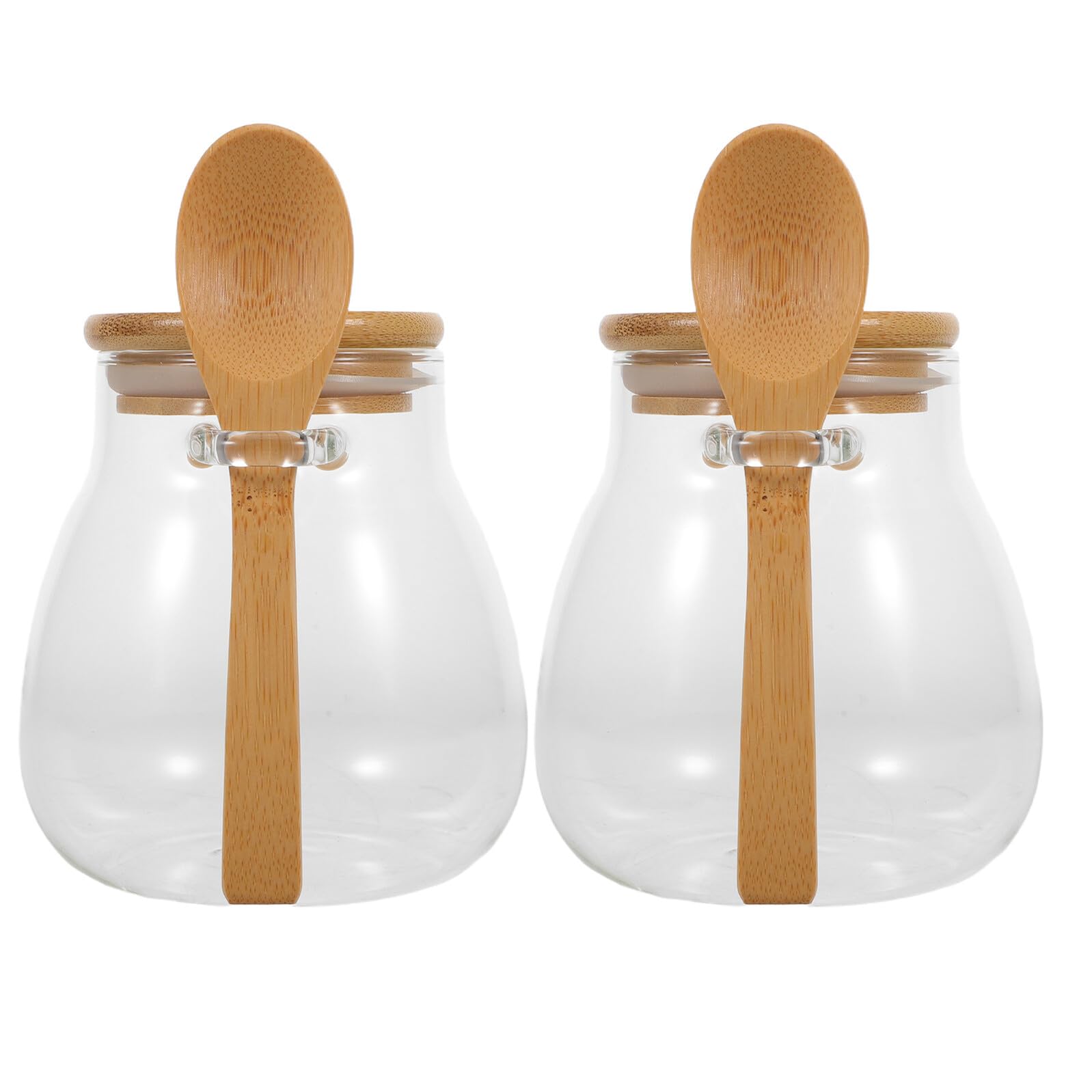 2 Stück Luftdichte Glas Vorratsgläser 350 ml mit Löffel Transparent Vorratsbehälter für Reis Snacks und Mehl in Küche