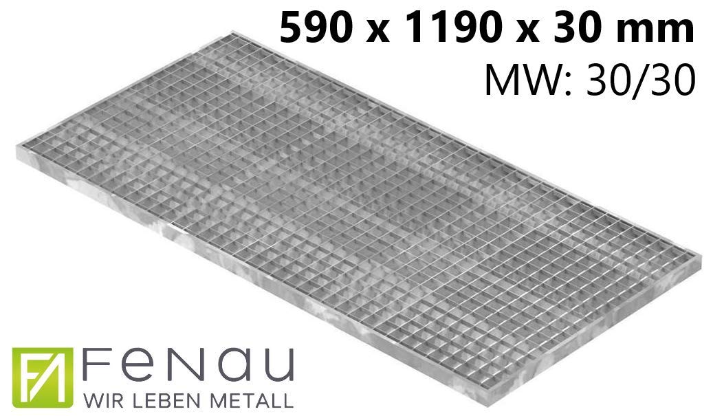 Fenau Grigliato/Griglia Dimensioni: 590 x 1190 x 1190 x 30 mm - MW: 30 mm / 30 mm (zincato a caldo) (Adatto per telaio: Fenau 600 x 1200 x 1200 x 33 mm)