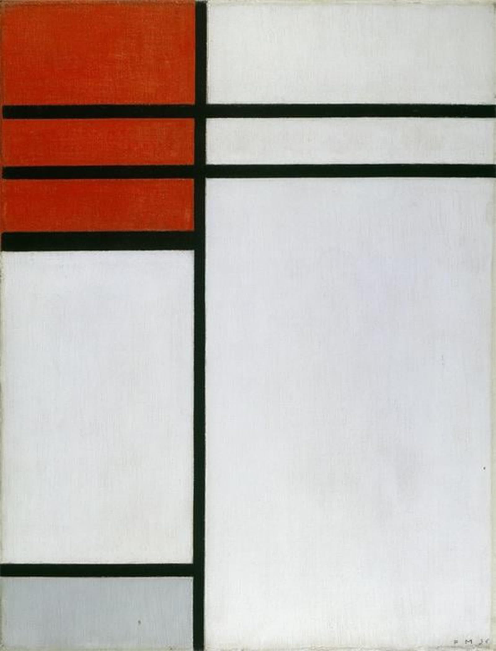 POSTERIIk Vintage Print Pop Art Landscape Artwork Composition with Red by Piet Mondrian Art Prints for Office Home Decor 60x90cm