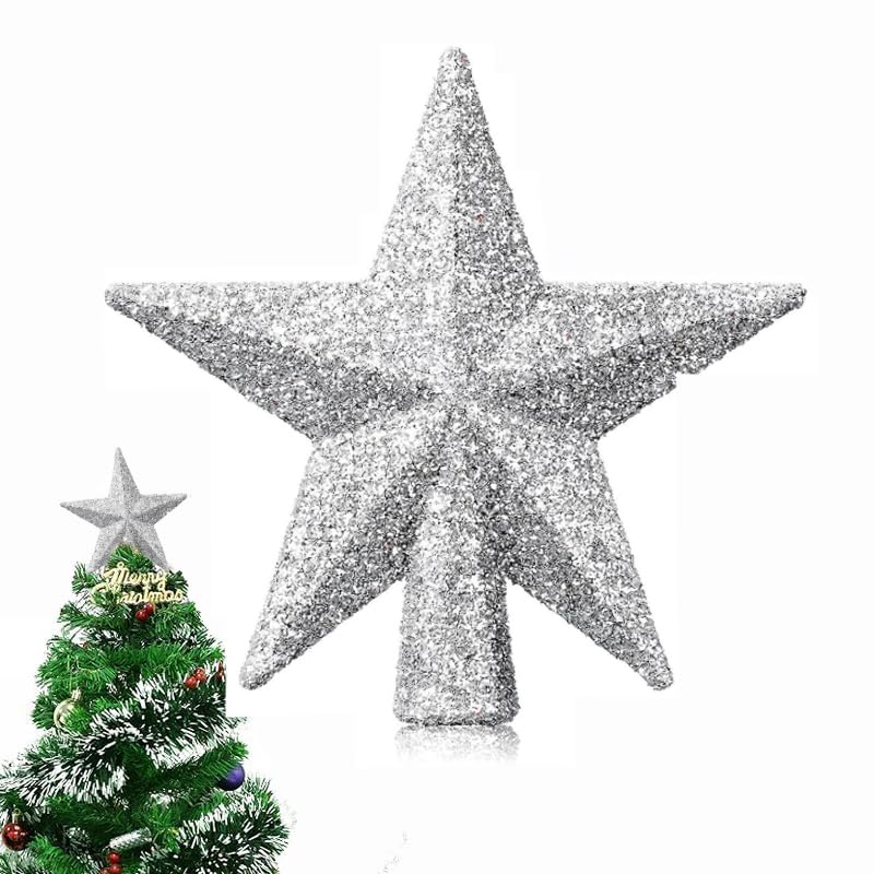 Weihnachtsbaum Spitze Mit Silber Glitzer, Christbaumspitze in...