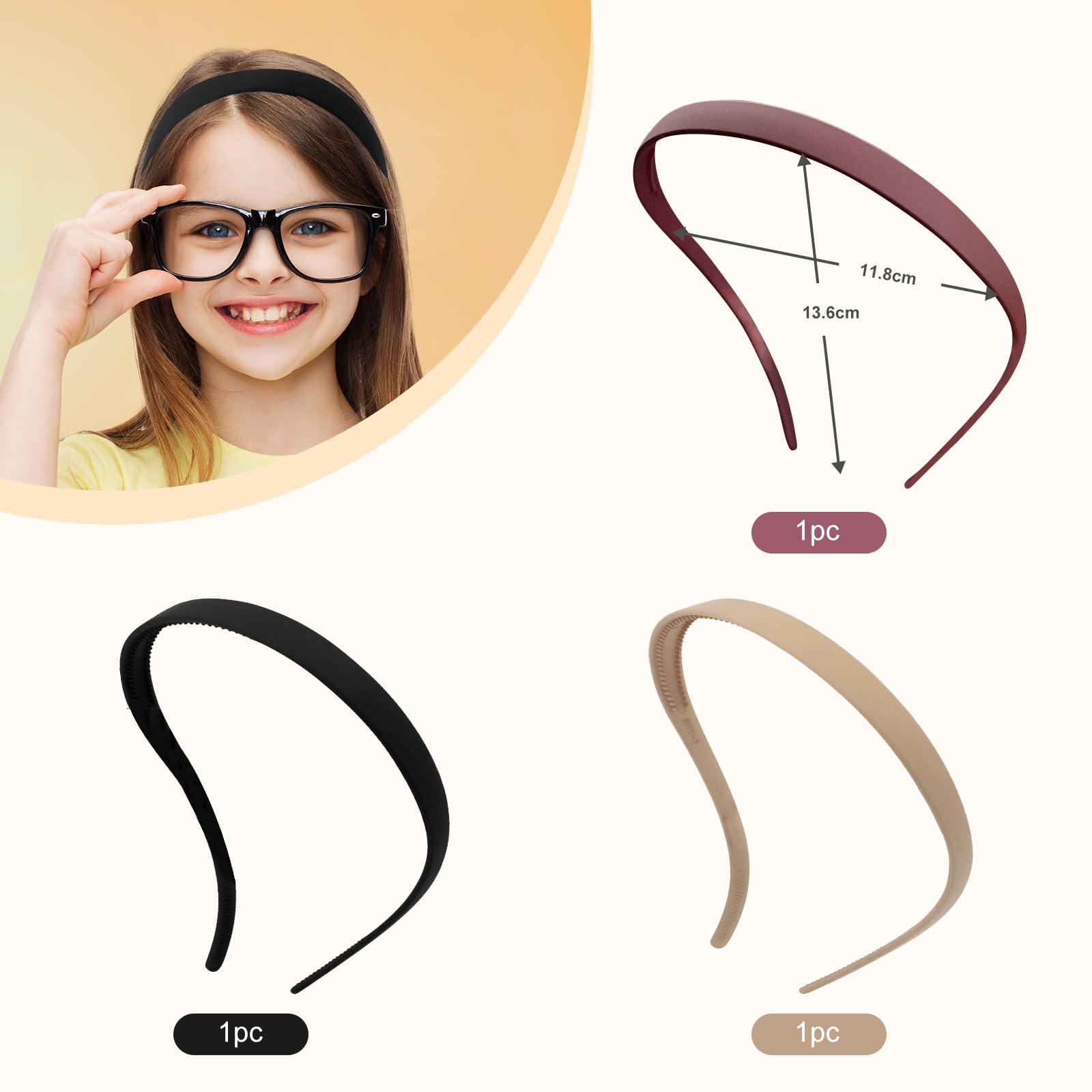 Auiremrti 3 Pieces Zigzag Hairband With Clips, Thin Hairbands for Women Matte Finish, Non-Slip - Image 2