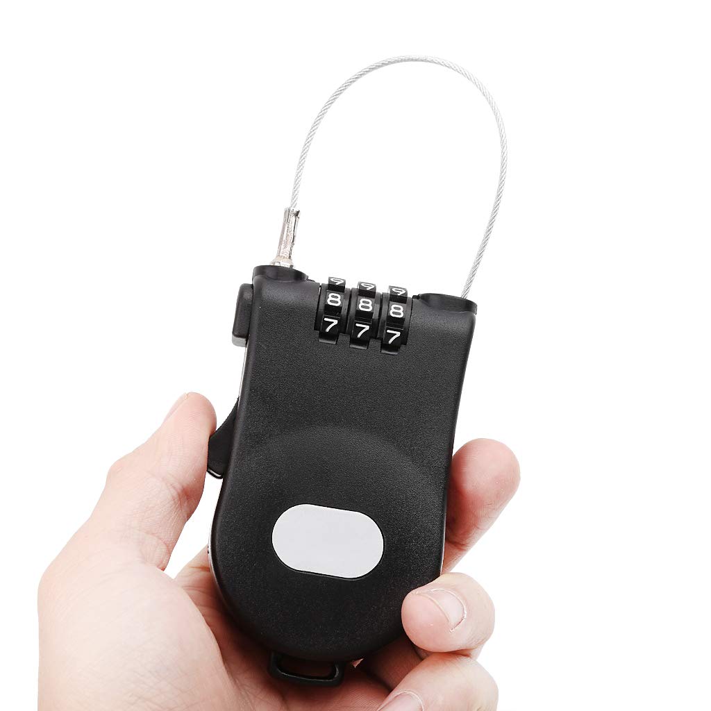 BIlinl Retractable Wire Rope Password Lock Combination Coded Locker Outdoor Keyed Padlock