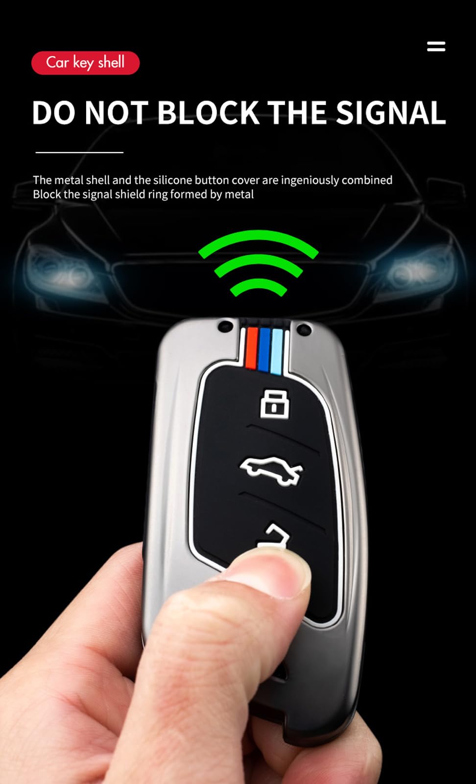 Coque Clé Voiture HIBEYO TPU Pour MG EV, EHS, ZS, MG4, MG5, MG6 - Protection 3 Boutons Avec Porte-Clés Rotatif