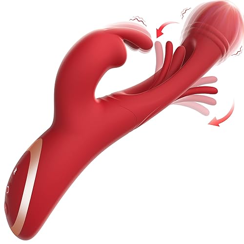 Dildo Flapping Sex Toys, 3 in 1 Anal Toys Thrusting Dildos New Hollow Structure Sextoys Viberator Rechargeable Clitoral Stimulator, Squirting Dildo Sex Machine Vibratior Sextoy Clitoriss Toys Suction - Red