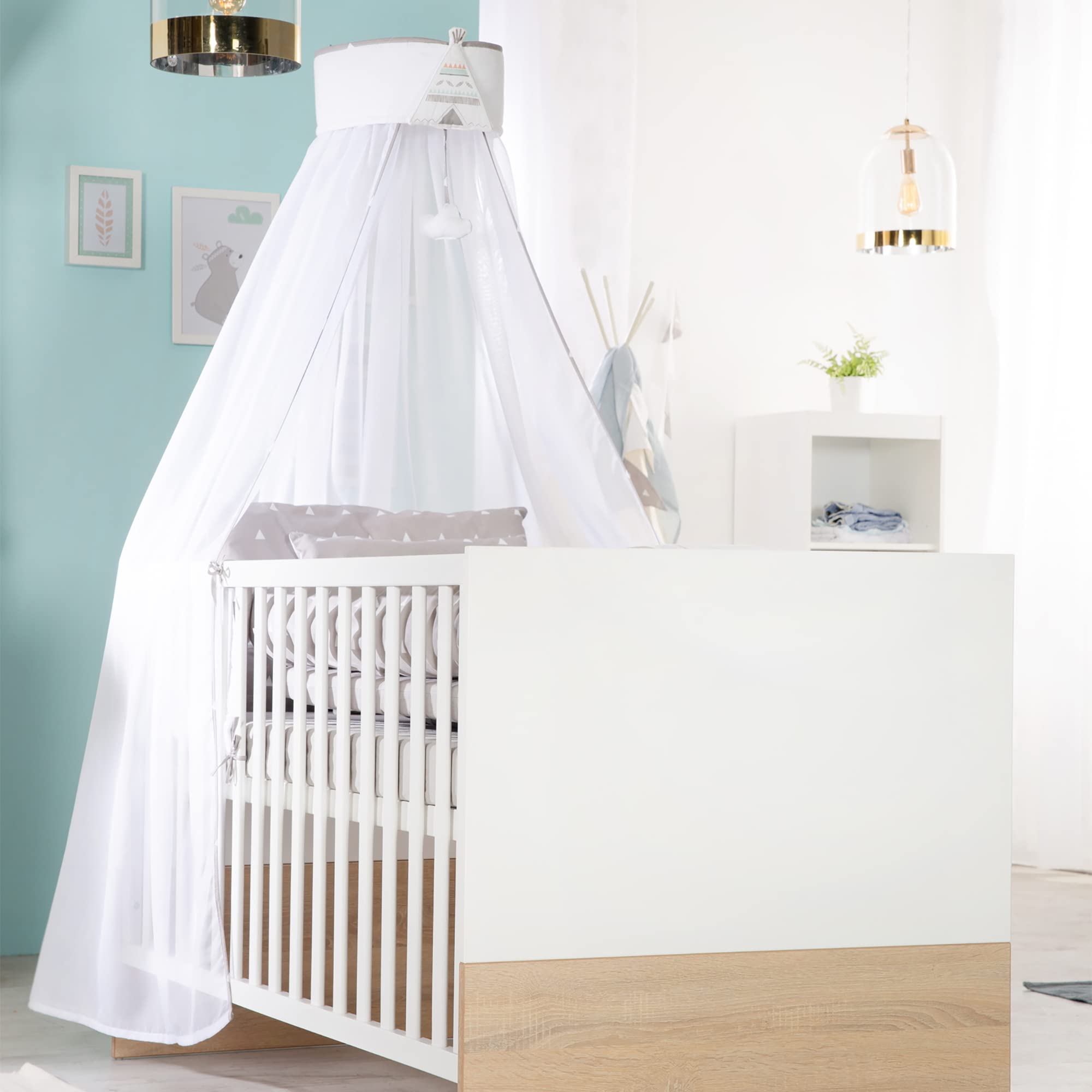 roba Chambre Bébé Duo Gabriella - Lit Évolutif 70 x 140 cm + Commode à Langer - Meubles Certifiés EPH - Blanc / Décor Bois