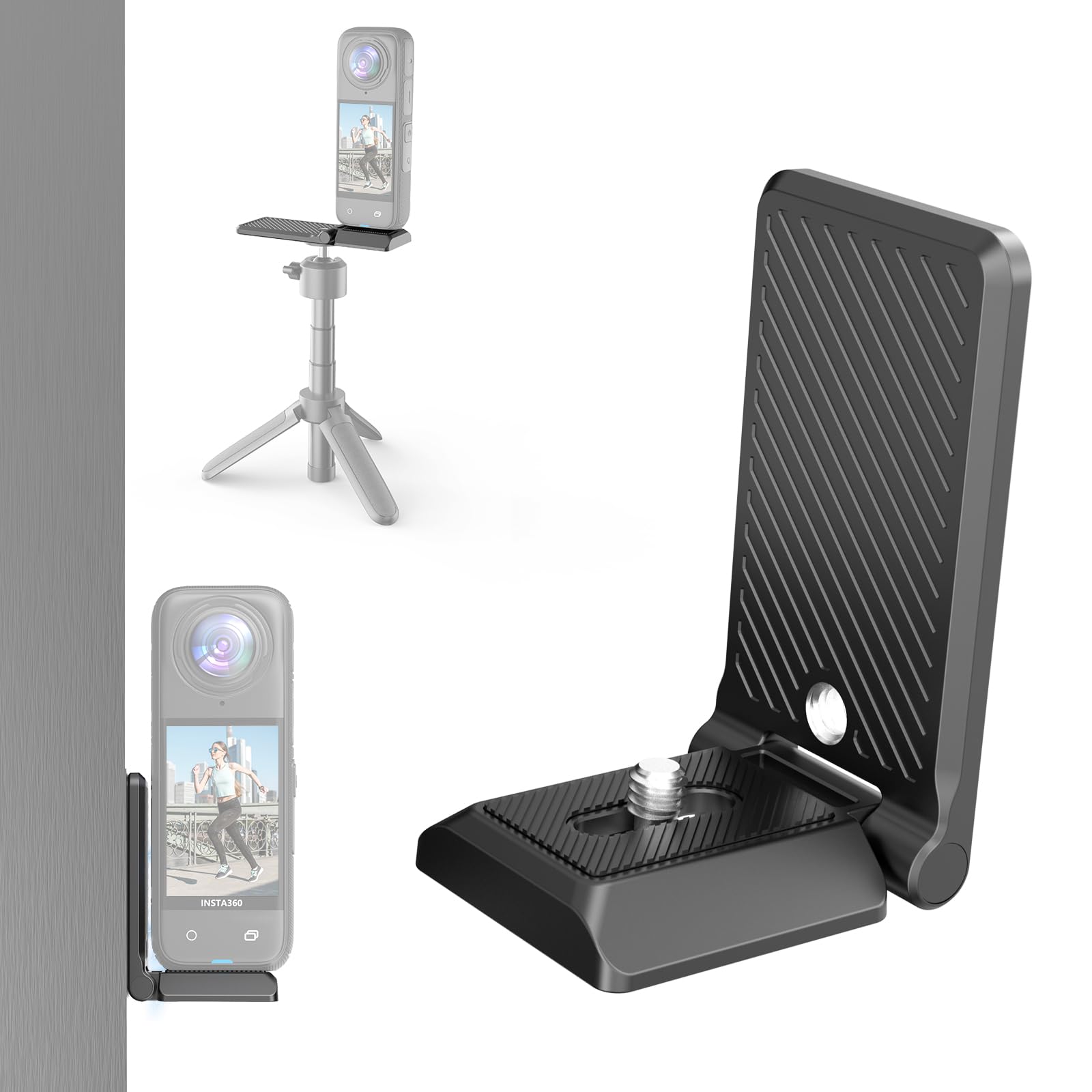 Folding Magnetic L Bracket Mount Base Stand for Insta360 X4 X5 & DJI Pocket 3 / Osmo Pocket 3 - Quick Release Tripod Adapter, Vlogging, Action Camera, Gimbal Accessory (Black)-image-28