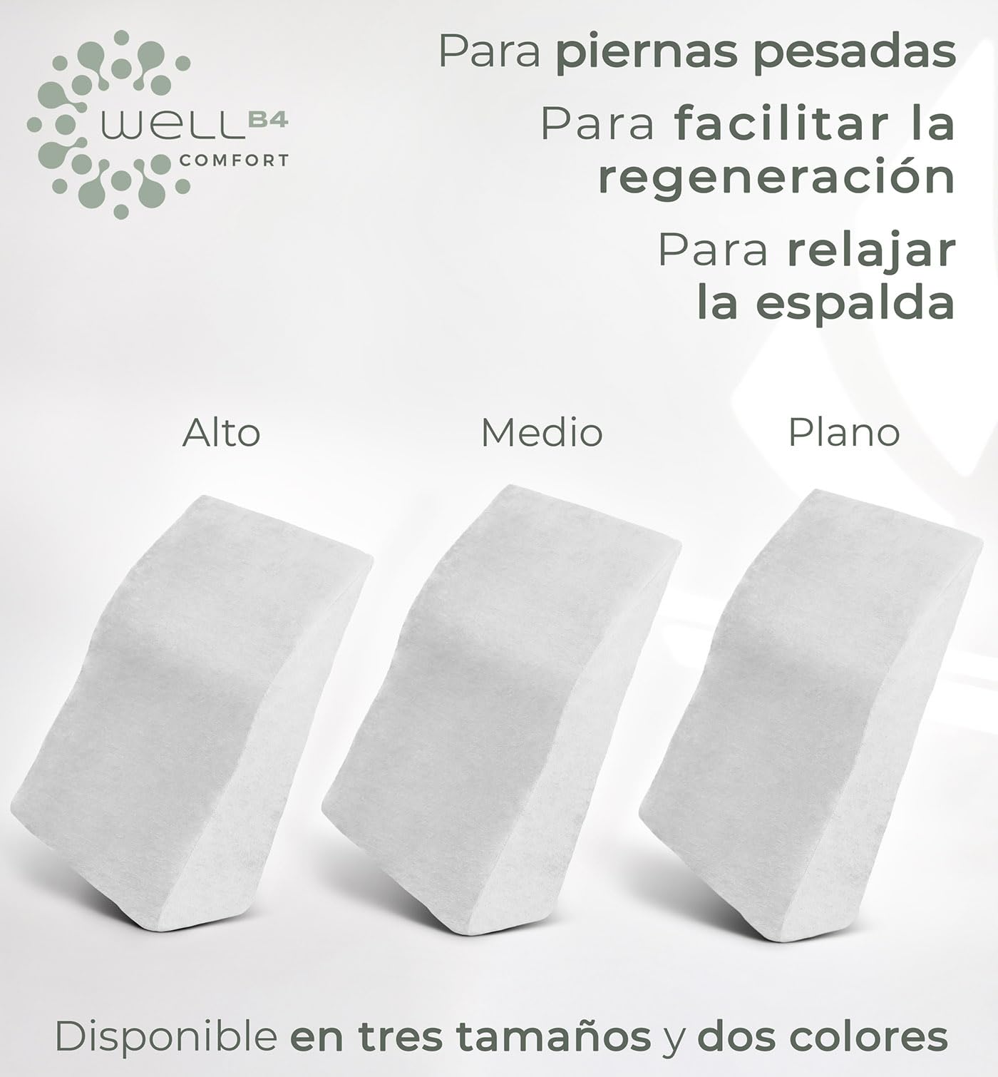 Well B4 Almohada para piernas con Varices Alto - Cojin reposapiernas, Dolor de Espalda y Rodillas, cuña para piernas Pesadas, Mejora la circulación piernas hinchadas, ergonomico, Transpirable Lavable