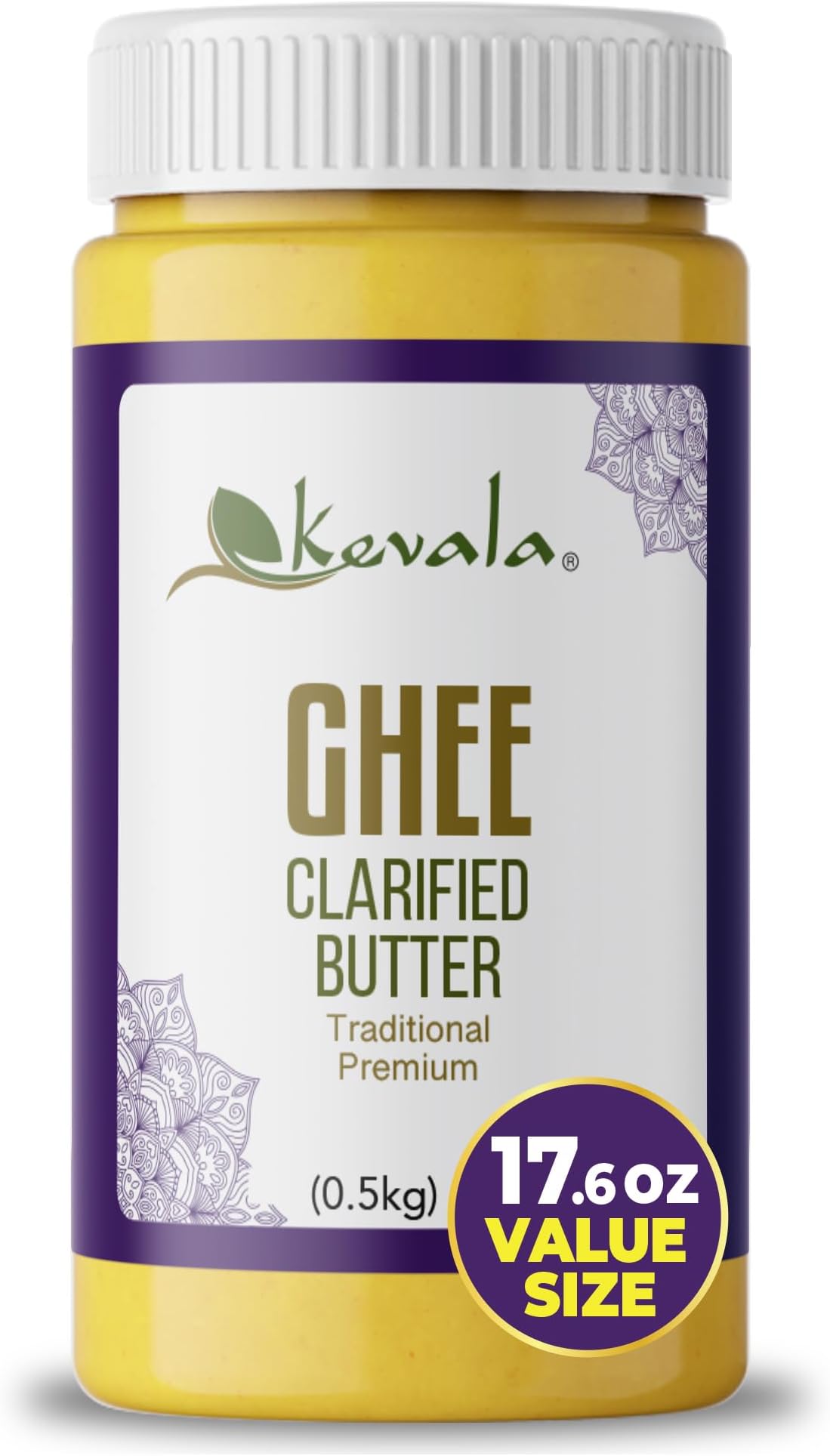 Ghee Clarified Butter - Made with Grass Fed Milk from Cows, Casein Free and Lactose Free Substitute to a Regular Butter Spread, For Bulletproof Coffee, For Keto and Low-Carb Diets, 17.6 oz