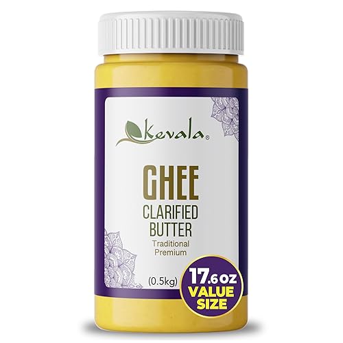 Kevala Ghee - Mantequilla clarificada – Hecha con leche de vaca alimentada con pasto, sin caseína y sin lactosa, sustituto a la mantequilla regular,