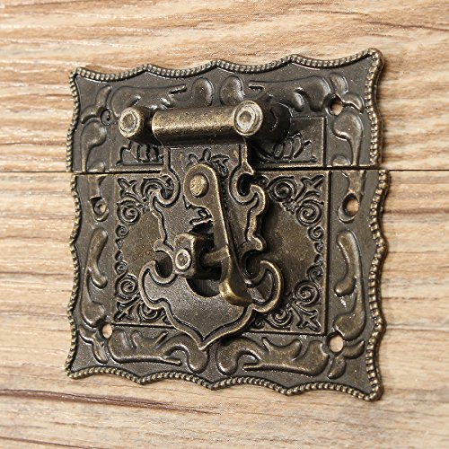 Generic 67X58Mm Retro Vintage Latch Wooden Box Hasp Pad Chest Lock-picture-17