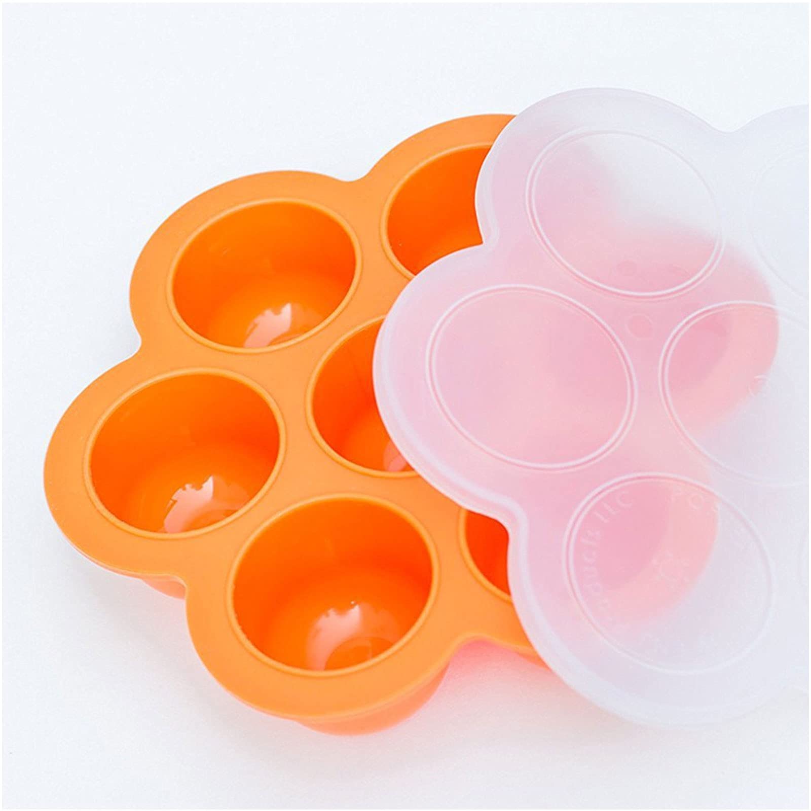 Ice Cube Trays, Cocktail Ice Ball Mold Makers, Silicone Ice Cube Trays Mold with Lid, Easy To Release for Whiskey And Bourbon,Orange,2pcs