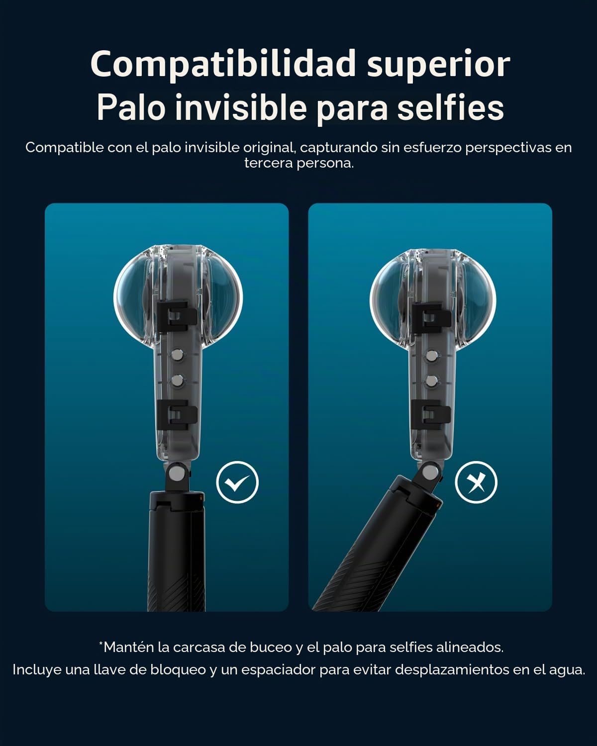 TELESIN Funda de Buceo para Insta360 X4, Estuche Impermeable de hasta 50m/164ft, Carcasa Protectora subacuática para Accesorios de cámara Insta360 X4, Disparos submarinos versátiles