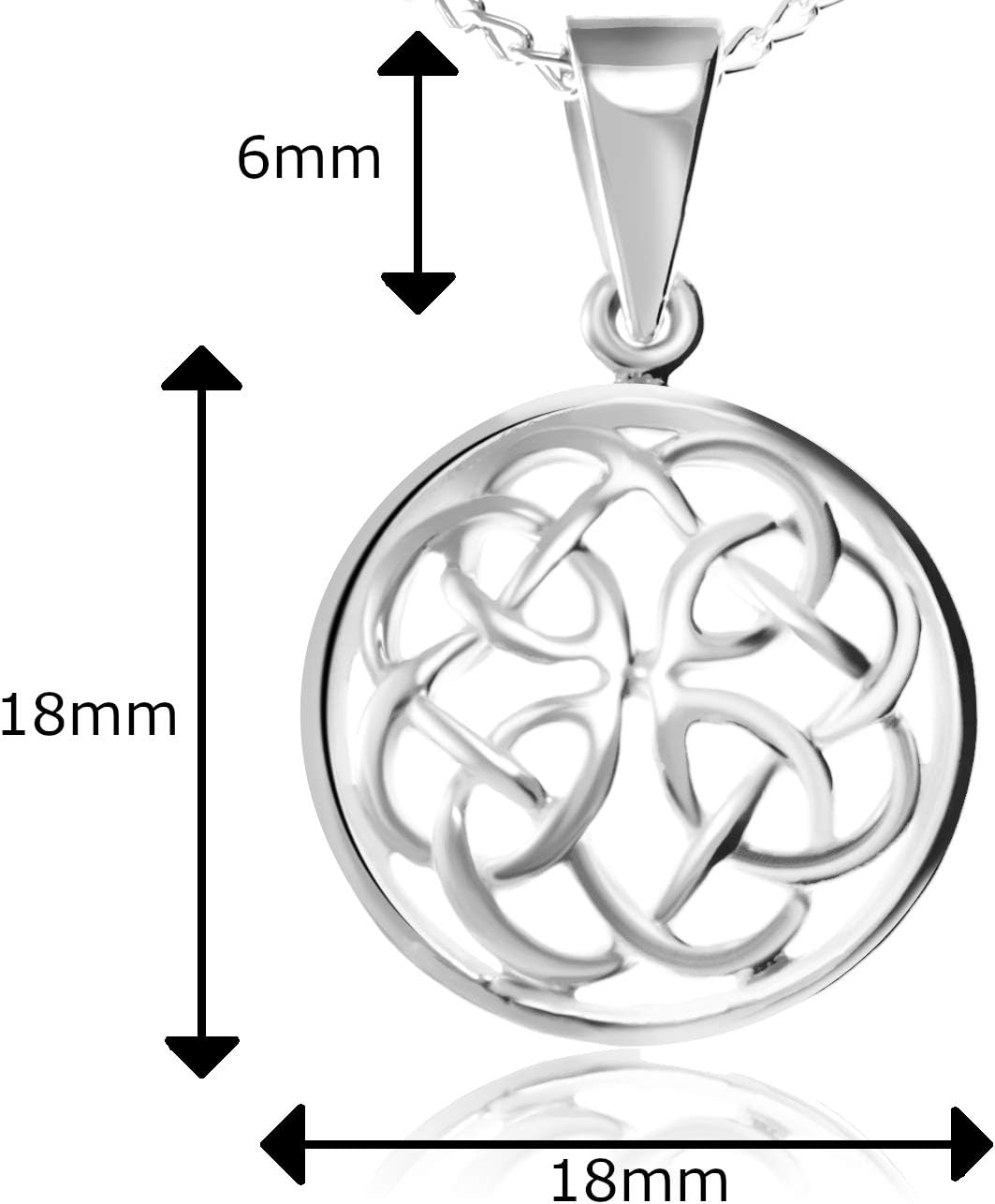 Alexander Castle 925 Sterling Silver Celtic Knot Necklace for Women with 18" Silver Chain & Jewelry Gift Box - 18mm - Image 3