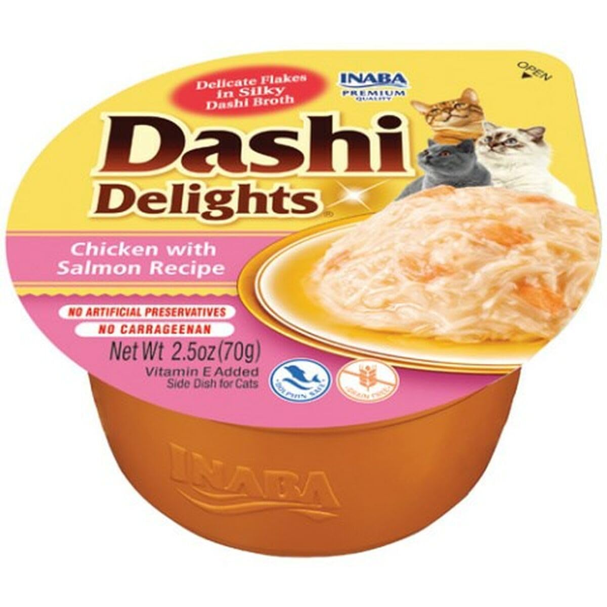 INABA Dashi Delights: Chicken with Salmon Recipe (1 x 70g) / Bits in Broth Cat Food Topping, Rich in Protein, Natural Ingredients, Delicious and Healthy, Wet Cat Food