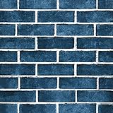 Caltero Brick Wallpaper 17.71''×118'' Blue Brick Wallpaper Peel and Stick Wallpaper Vintage Brick Wallpaper Brick Contact Paper Faux Brick Wallpaper for Kitchen Fireplace Christmas Decoration