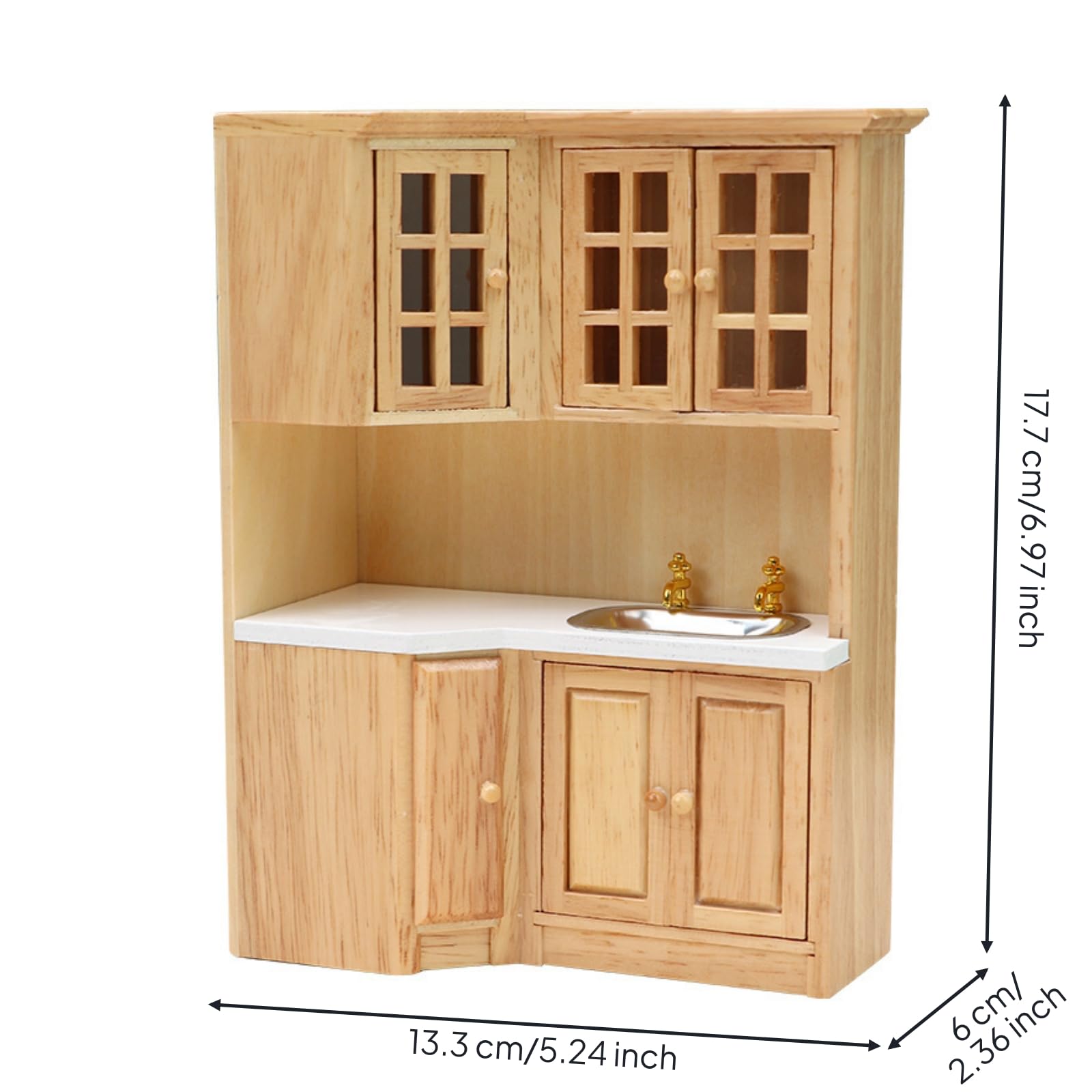 Colcolo Casa de Muñecas Miniatura Armario Alacena Mueble Cocina con Compartimento de Horno y Pomos Pequeños Redondos Madera de Escala 1 12 Adecuada para