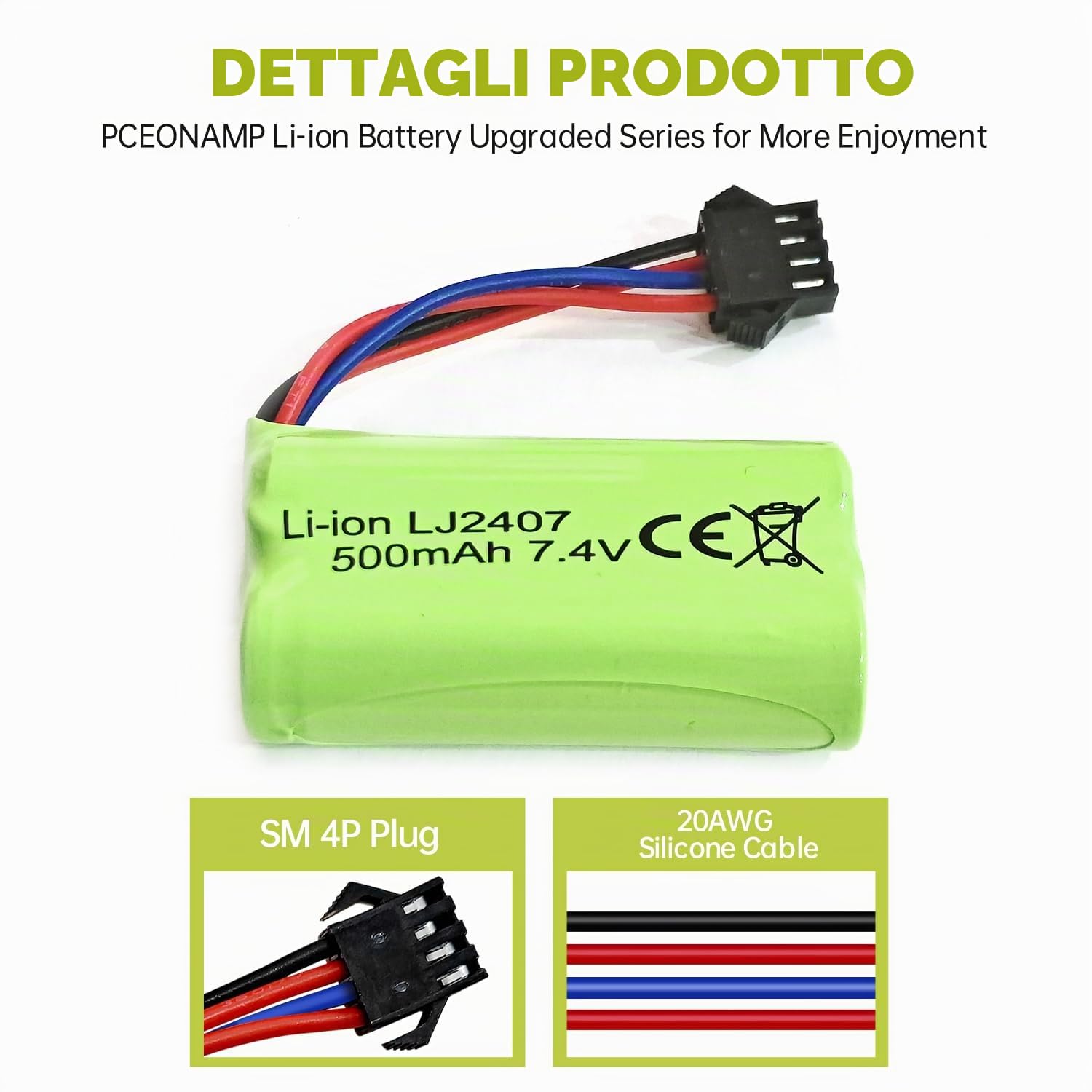2PCS 7.4V 500mah batteria al litio ad alta velocità per EC16 DE85 Barca telecomandata/modello di nave/modello di auto