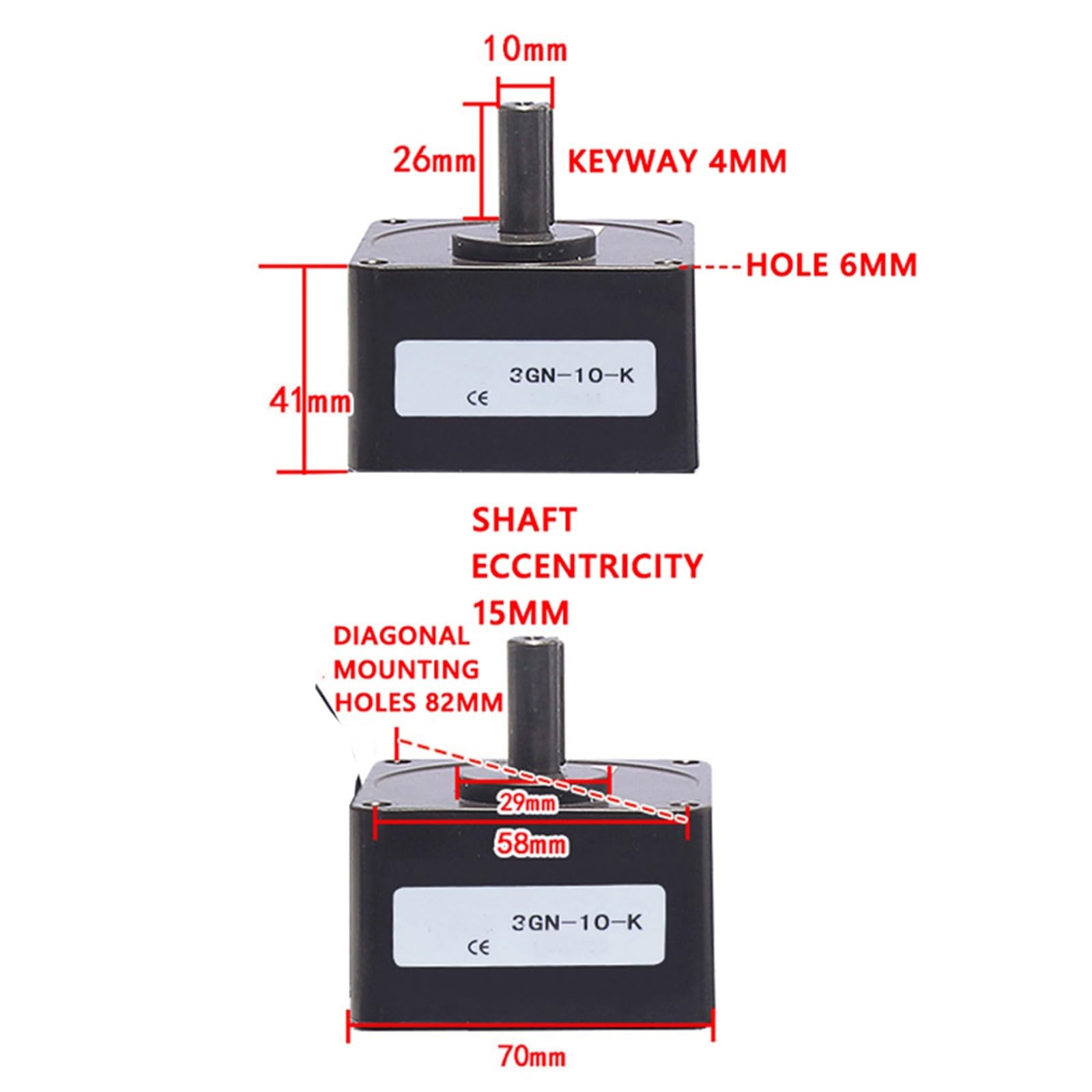 Caja de cambios de motor reductor de 220V Caja de cambios de 15W 3GN 1:3 (450 rpm)-1:180 (6,9 rpm)