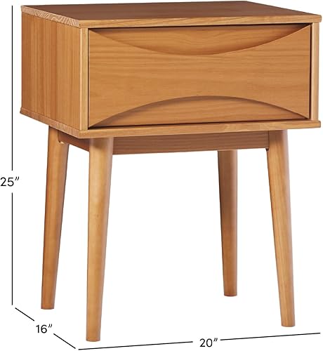 Vista 11 de Walker Edison Atticus Mesita de noche retro de madera maciza con 1 cajón, 25 pulgadas, nogal