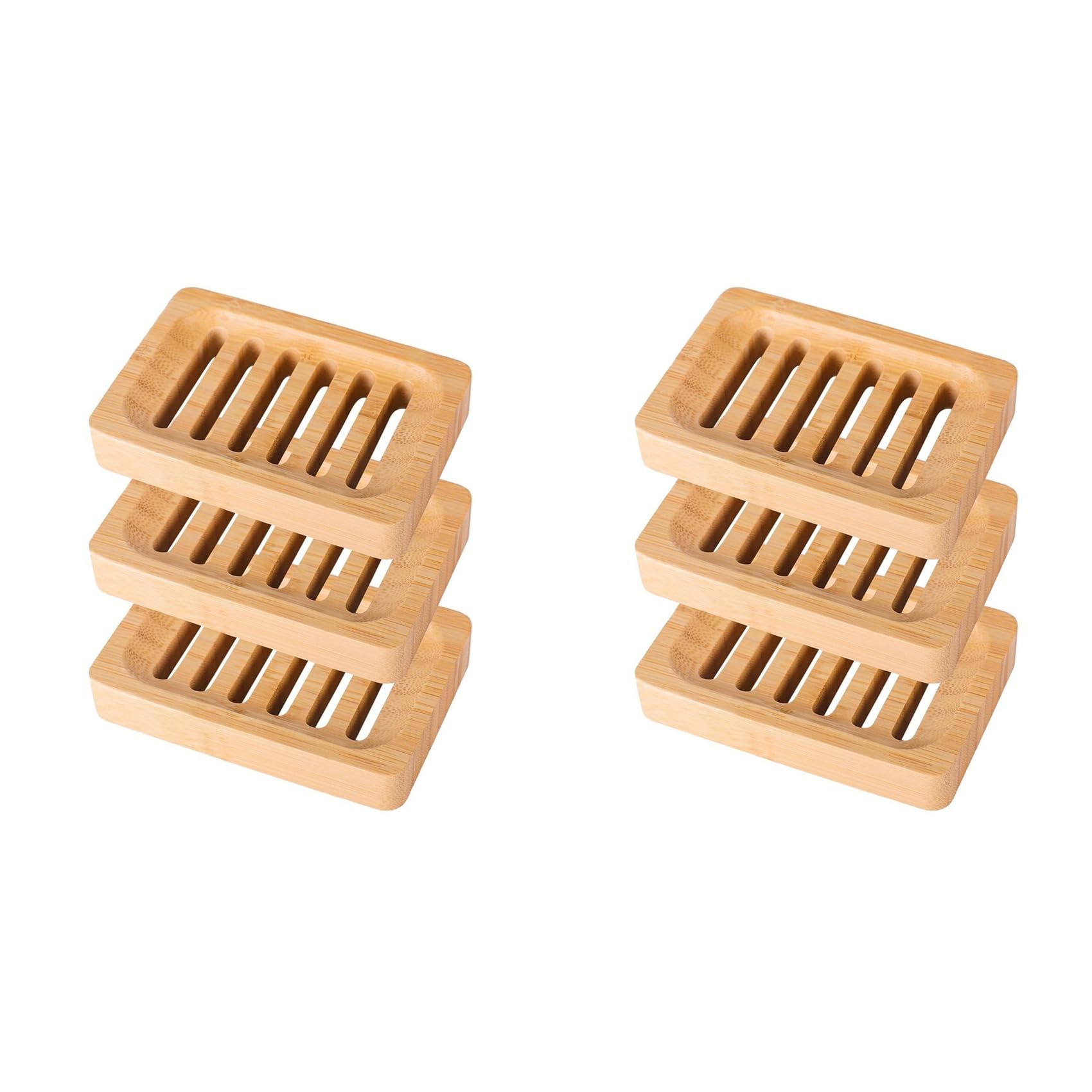 Hndhbfgrt 6X Bamboo Soap Dish Drain Soap Rack Bamboo Soap Holder