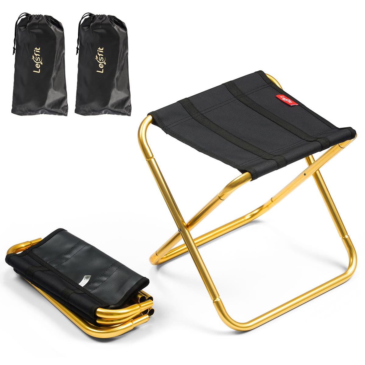 Lesfit Folding Camping Stool, Portable Lightweight Seat, Pack of 2 (30x25.5x31.5cm)