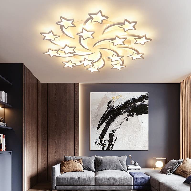 Nowoczesne lampy sufitowe LED, lampy sufitowe, żyrandole do sypialni dziecięcej, lampa sufitowa do salonu, kuchni, jadalni, 15 świateł/kształt gwiazdy