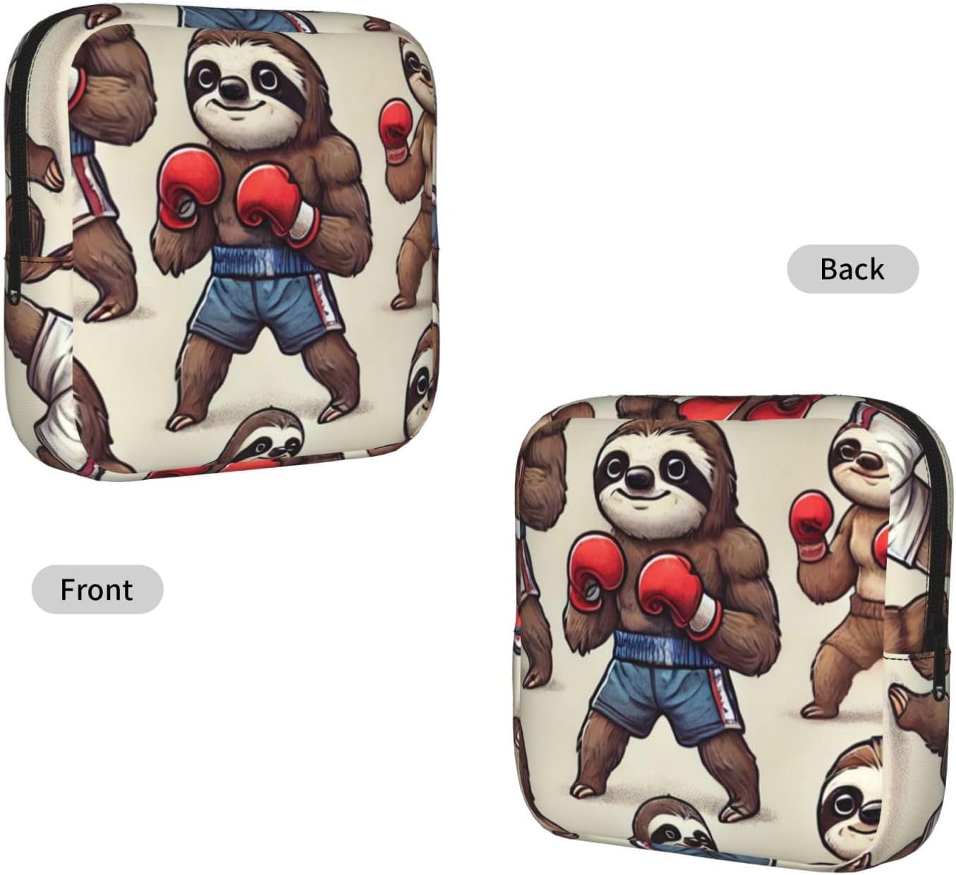 Boxer-Sloths Portable Period Pad Pouch for Women, Sanitary Napkin Storage Bag with Zipper for Outdoor Use image 2