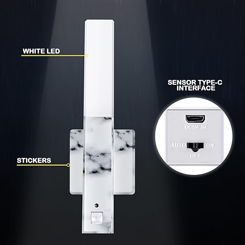 Miniatura 3 de Bonuci 2 piezas de luz nocturna con sensor de movimiento, luz de pared magnética, 2 unidades, luces LED USB, barra recargable, inalámbrico,