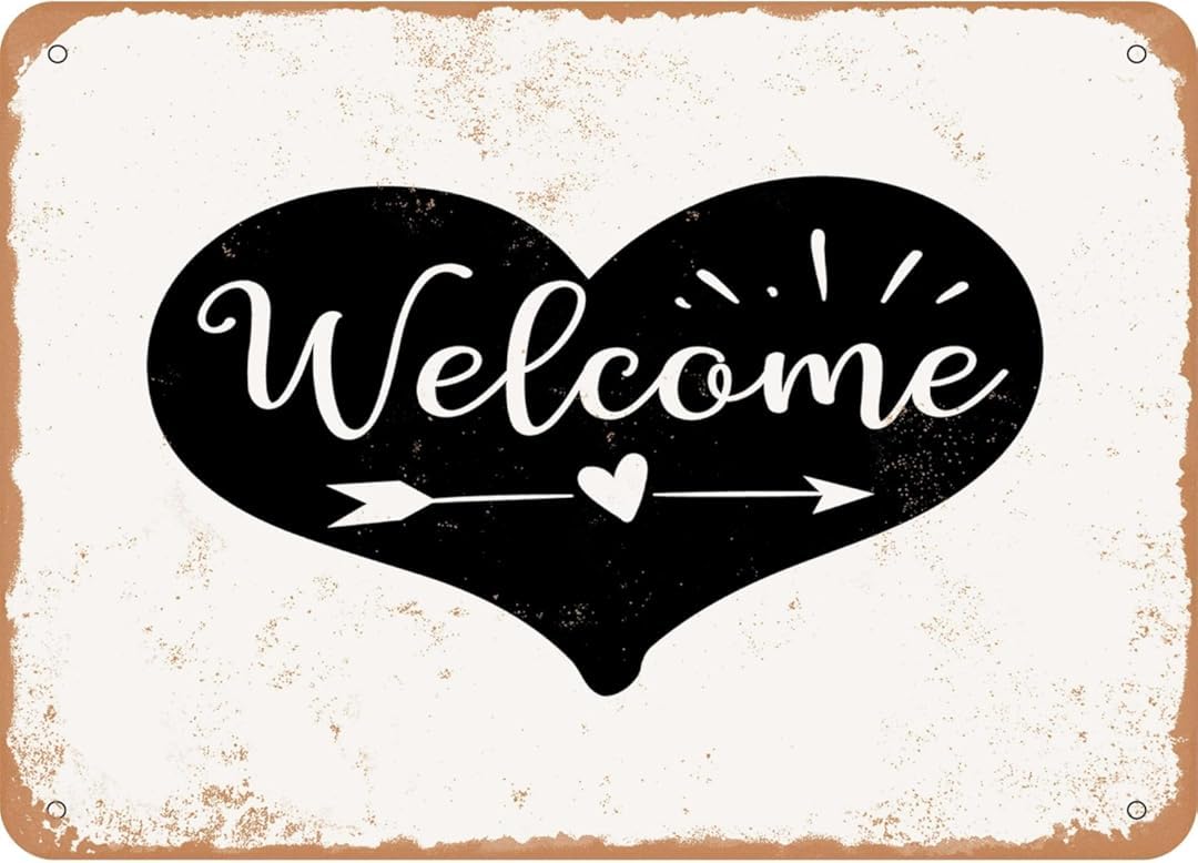 Welcome Retro Funny Novelty Art Backyard Sign Funny Wall Décor Tin Signs Poster Cafe Plaque 8 x 12 Inch