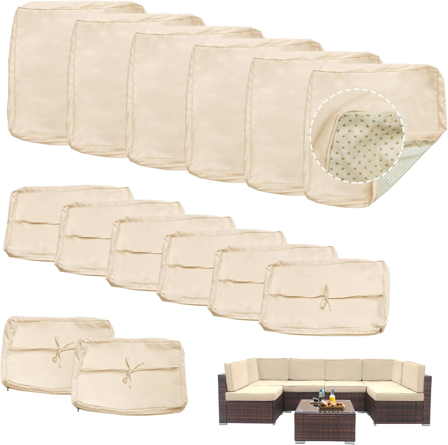 Bextile 14 Piece Outdoor Patio Cushion Covers Replacement