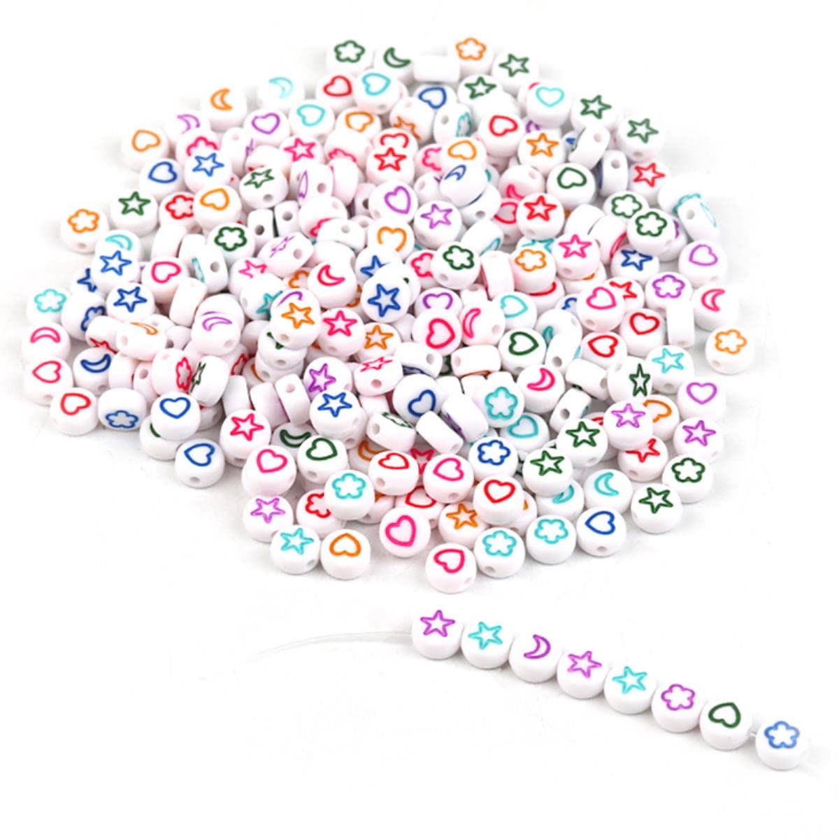 BOSAIYA SL 4 * 7mm Oro Fiore Flower Stella Luna Cuore Acrilico Perline Perline Rotonde Perline distanziatore Allentato per monili per la creazione di Braccialetto di Day Collana T825