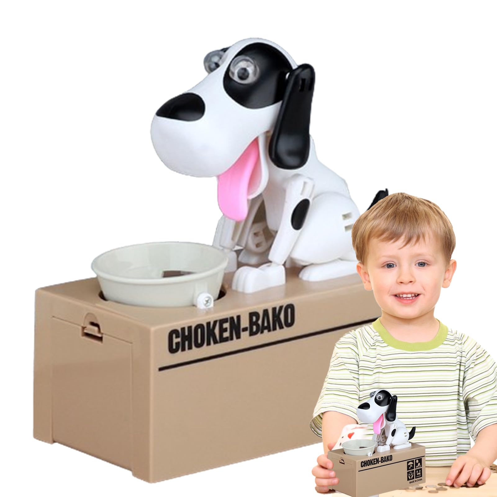 Banque de pièces mangeuse de chien en plastique pour enfants