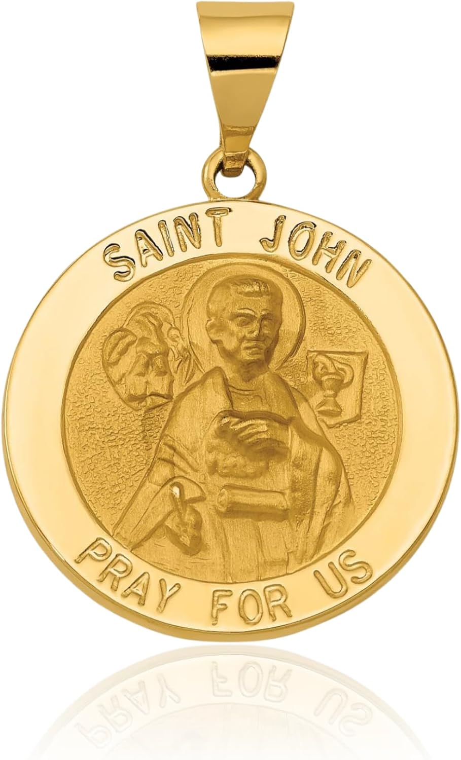 IceCarats 14K Solid Yellow Gold Saint John Medal Evangelist Necklace Chain Pendant Charm Only