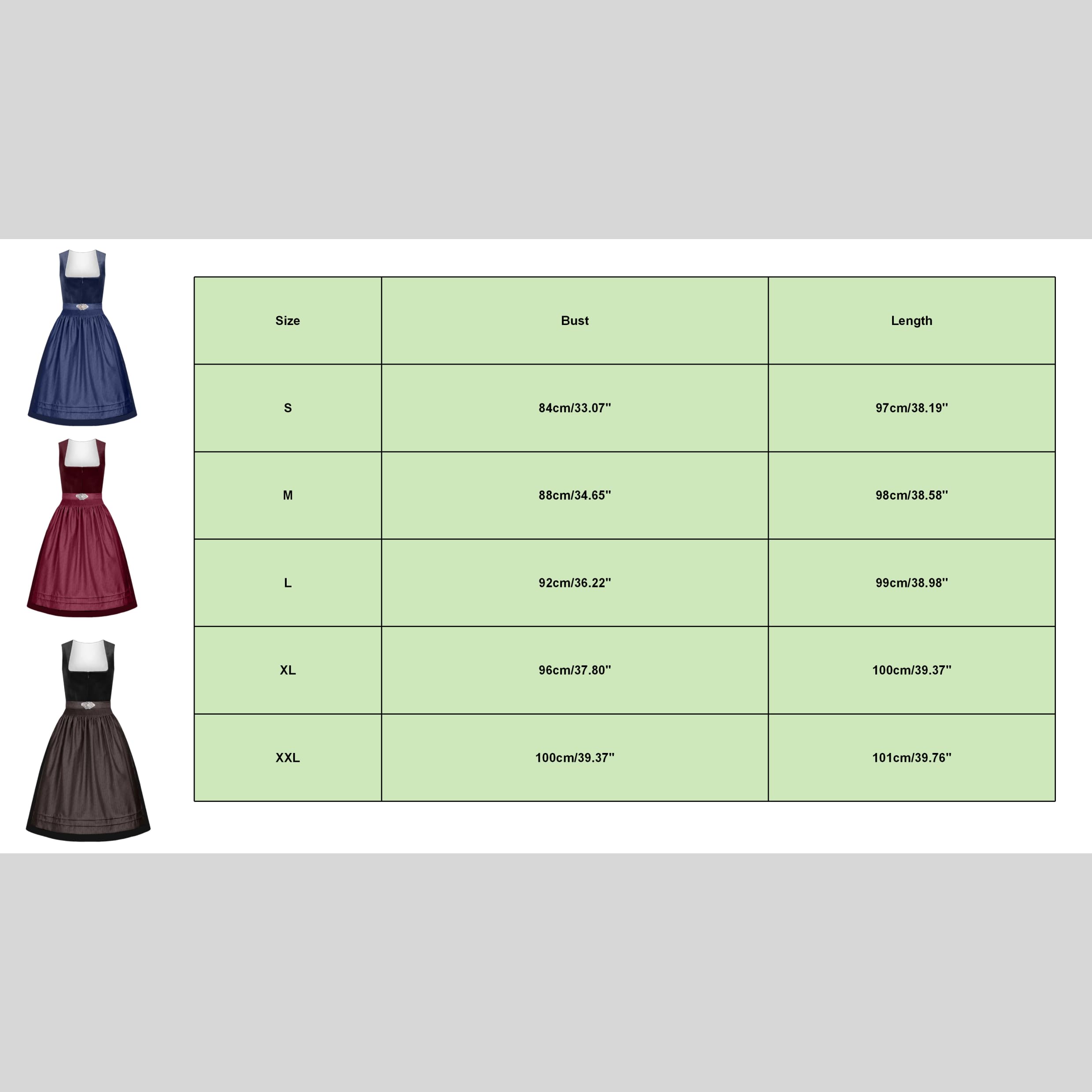 Dirndl Damen Oktoberfest Outfit Midi Dirndlkleid Trachtenkleid Schürze Drindl Trachtenrock Kleidung Dirndlkleid Spitze Knielang Festlich Dirndlschürze Schlicht Tracht Trachtenmode Kleid