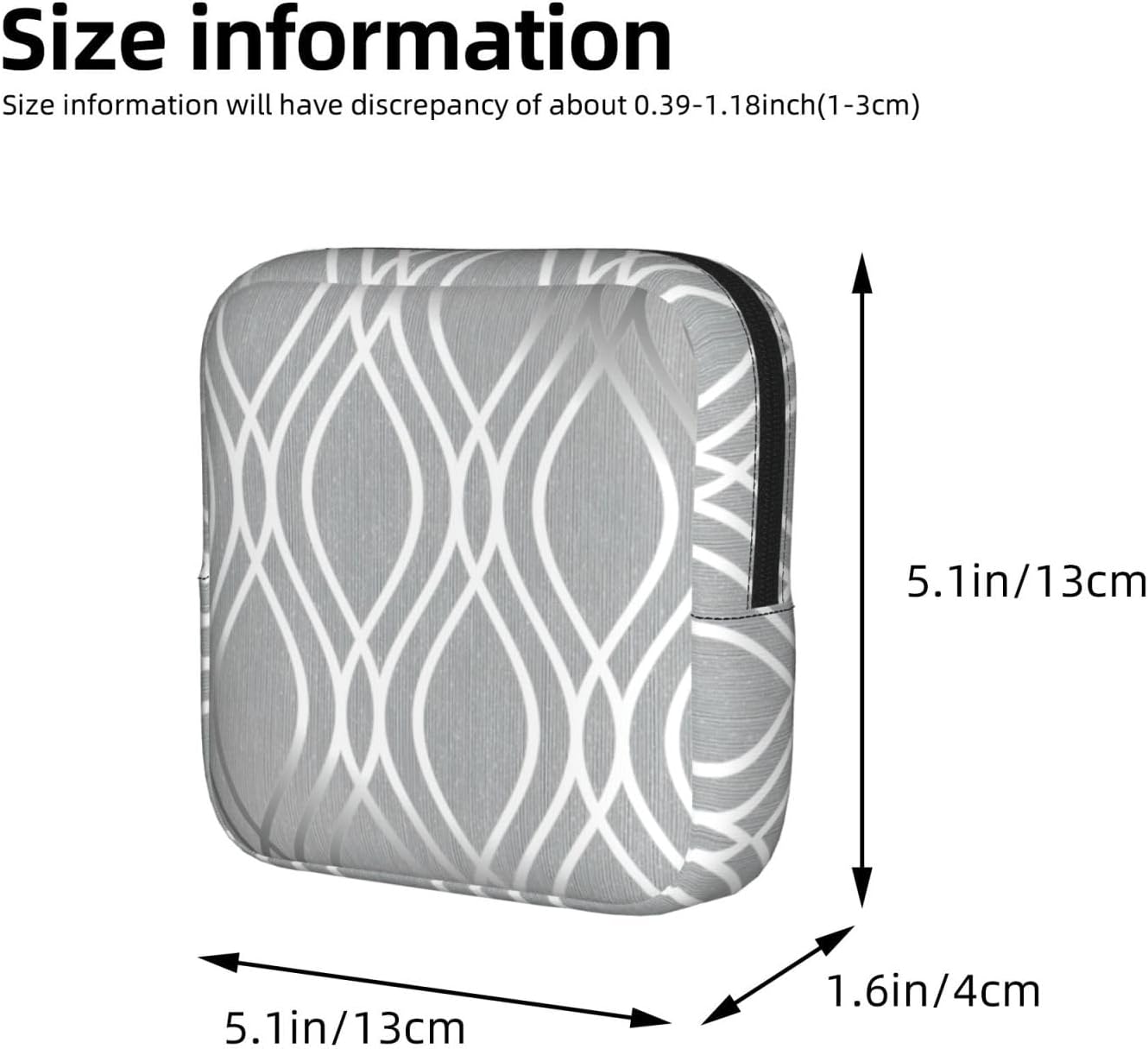 Silver Geometric Figure Print Women Period Bag Sanitary Pouch Portable Pad Pouch Tampon Holder Small Zipper Pouch Storage Bag